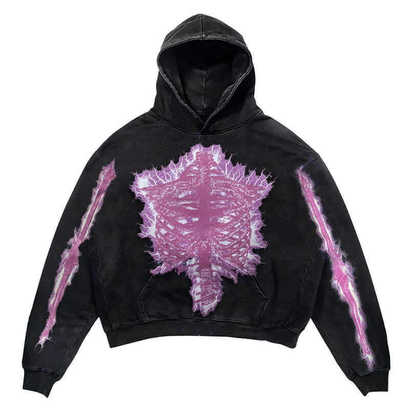 Black Skeleton Polyester Hoodies | Gthic.com