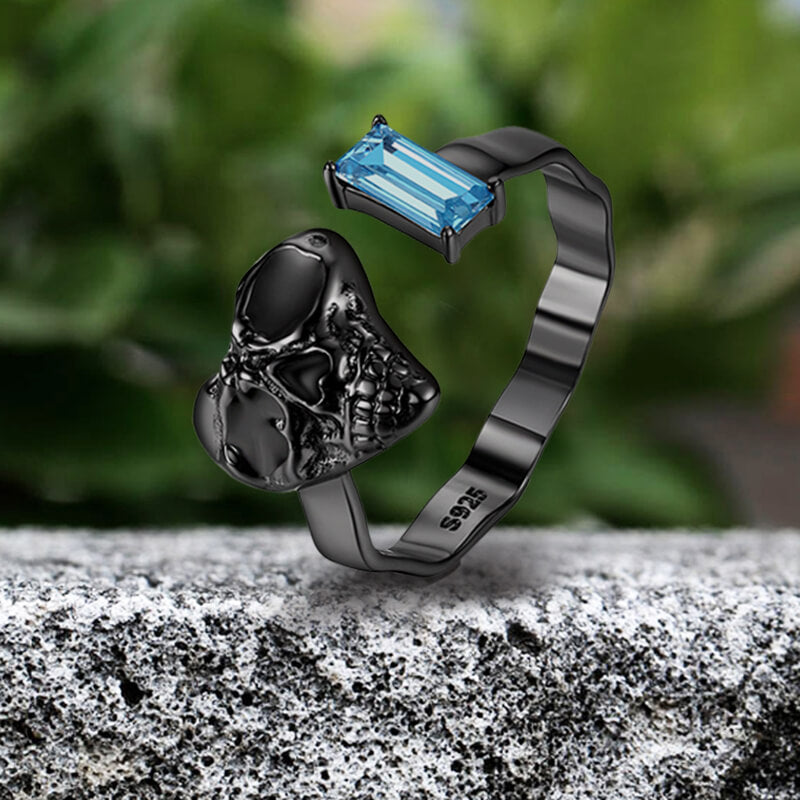 Black Skull Sterling Silver Gemstone Ring | Gthic.com