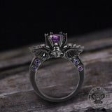Black Skull Zircon Inlaid Brass Ring | Gthic.com