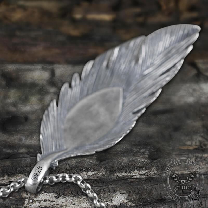 Blue Eye Feather Sterling Silver Pendant