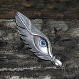 Blue Eye Feather Sterling Silver Pendant
