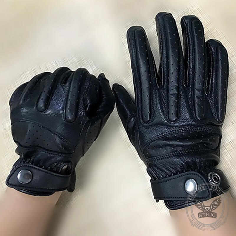 Breathable Leather Biker Gloves | Gthic.com