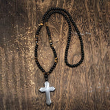 Budded Cross Stone Bead Necklace | Gthic.com