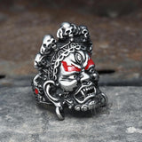 Buddha God of Wealth Stainless Steel Skull Ring | Gthic.com