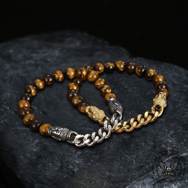 Buddha Statue Stainless Steel Bead Bracelet