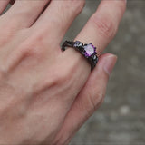Gothic Skull Purple Zircon Brass Ring