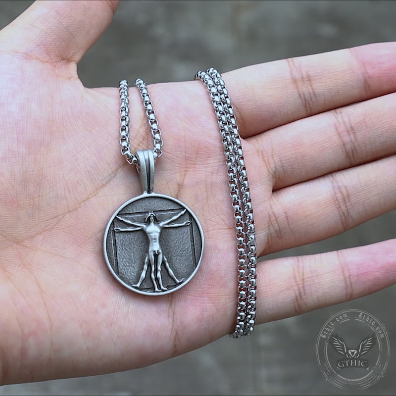 Vitruvius Man Pure Tin Necklace