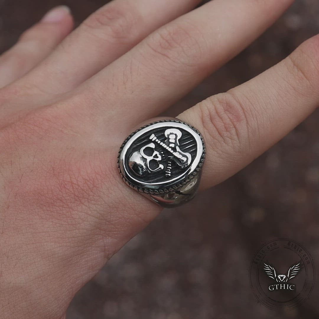 Guitar Skull Stainless Steel Ring