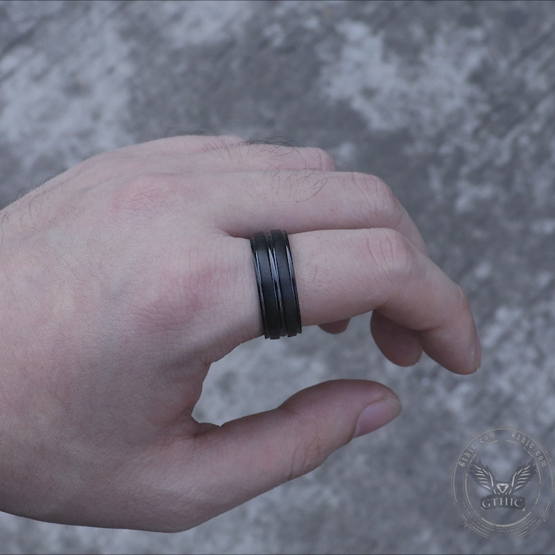 Simple Titanium Black Band Ring