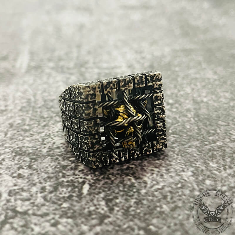 Cage Sterling Silver Skull Ring | Gthic.com