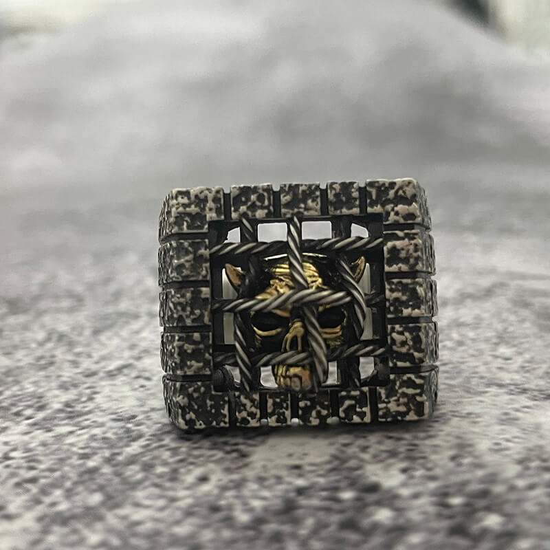 Cage Sterling Silver Skull Ring | Gthic.com