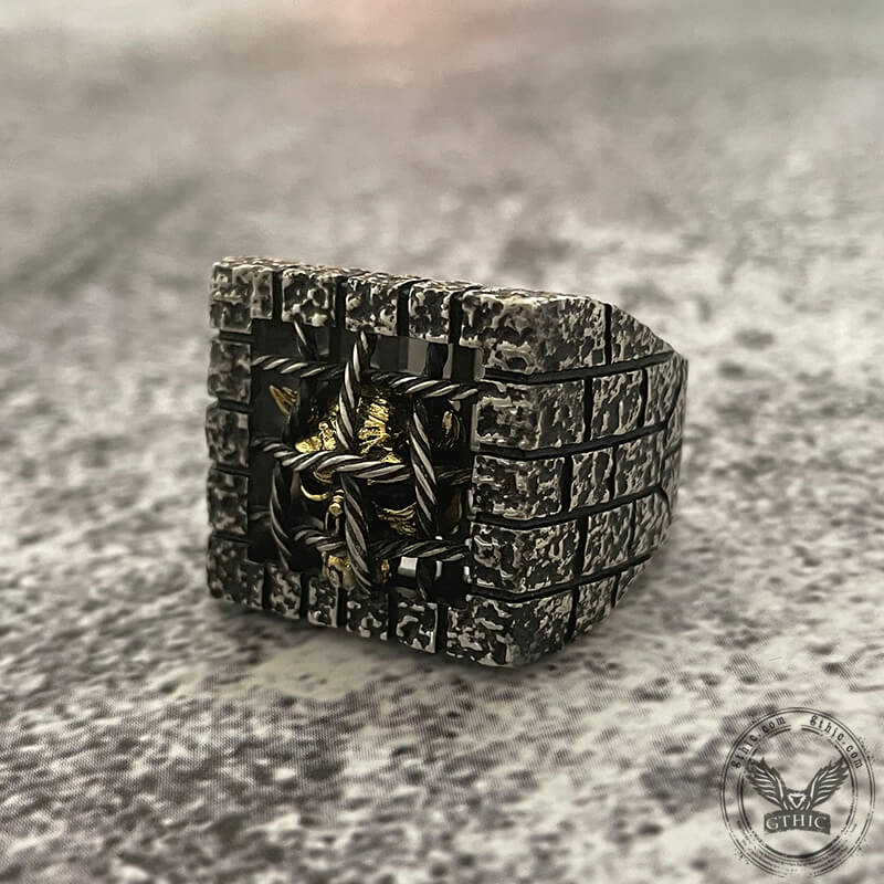 Cage Sterling Silver Skull Ring | Gthic.com