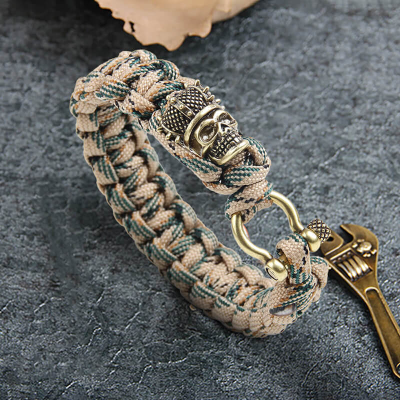Indian Warrior Brass Skull Paracord Bracelet – GTHIC