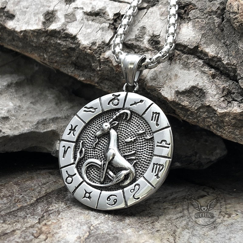 Capricorn Stainless Steel Pendant 02 | Gthic.com