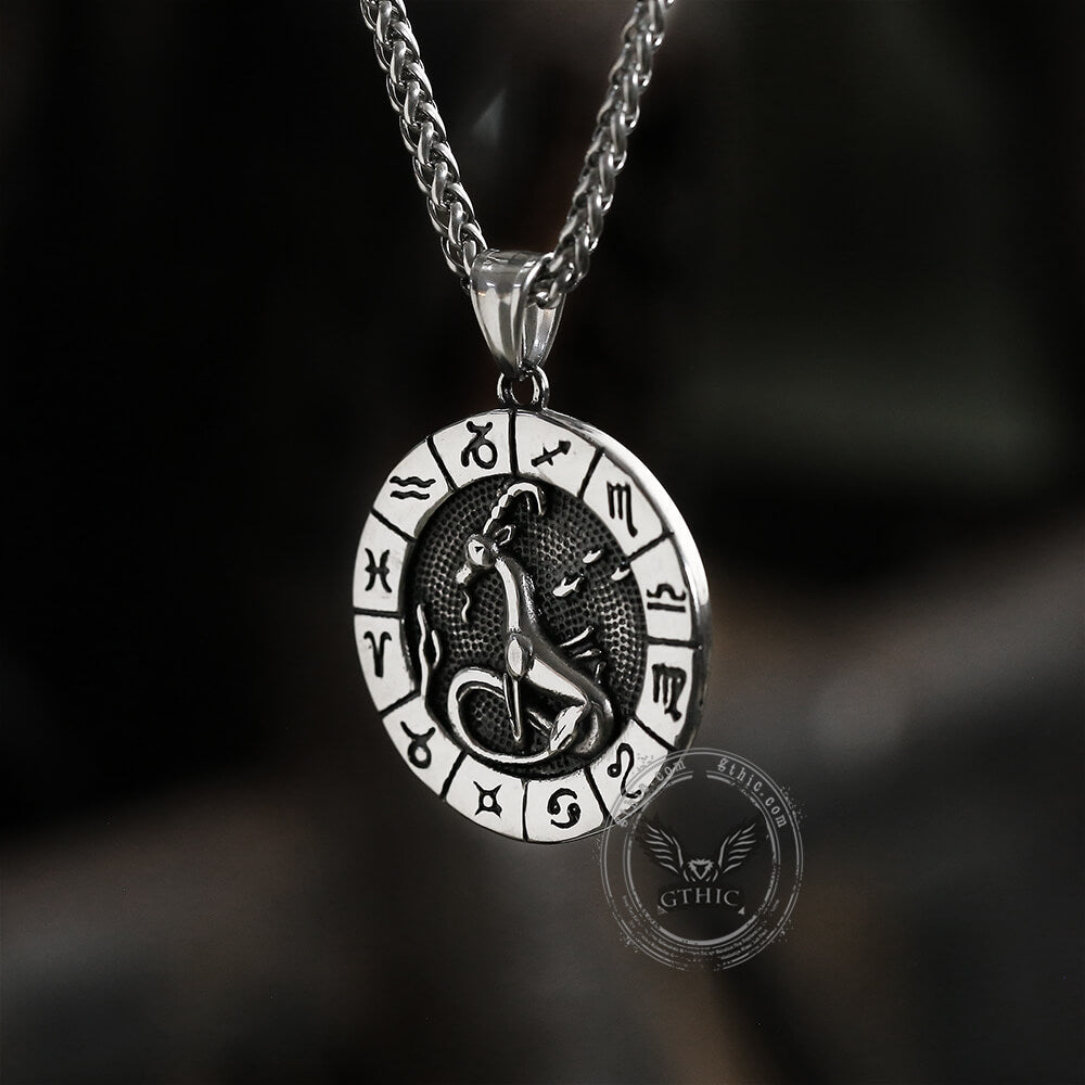 Capricorn Stainless Steel Pendant 04 | Gthic.com