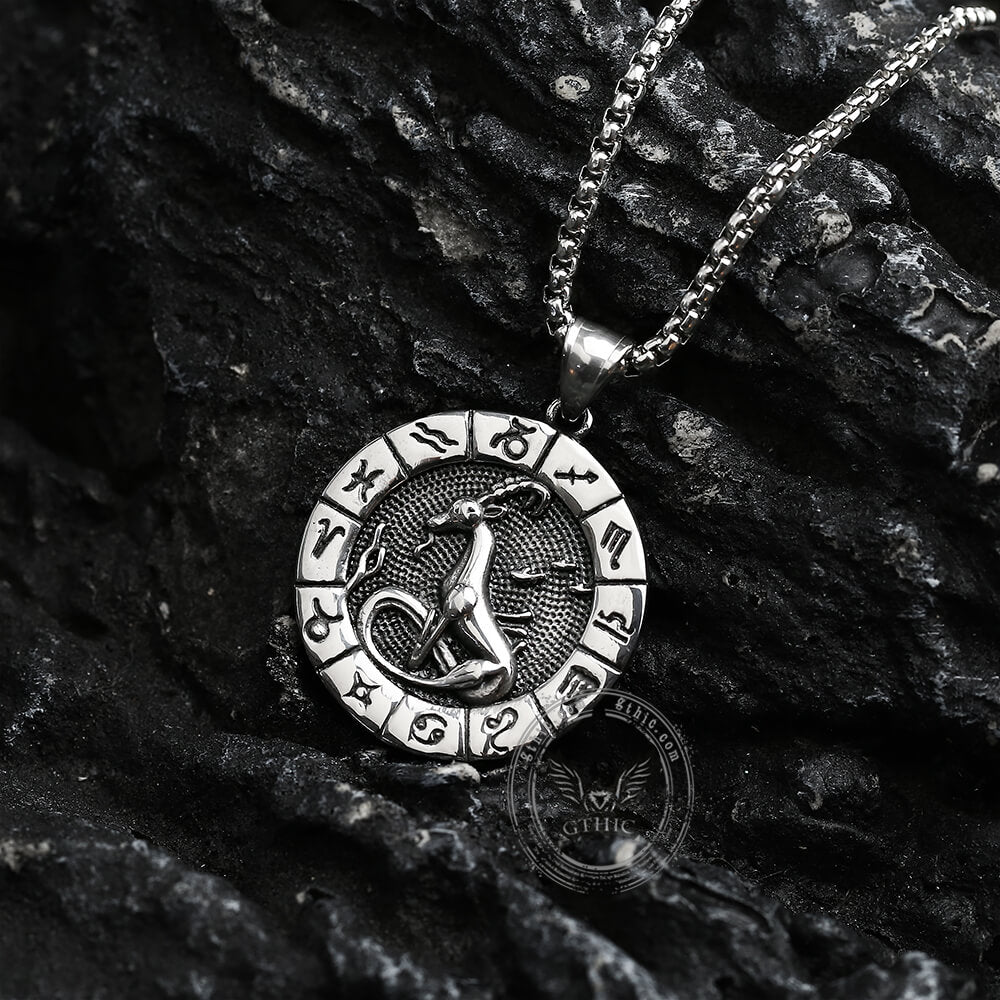 Capricorn Stainless Steel Pendant 03 | Gthic.com