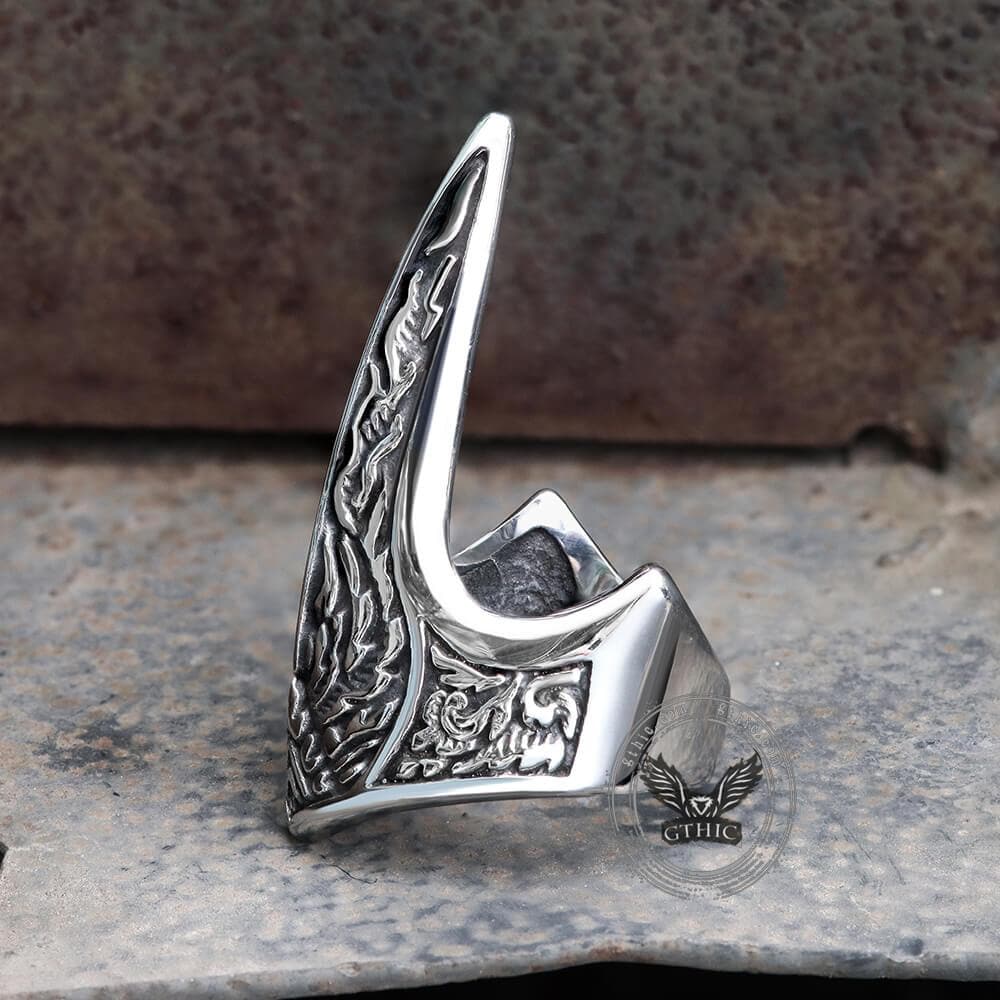 Carve Patterns Stainless Steel Archer Ring 04 | Gthic.com