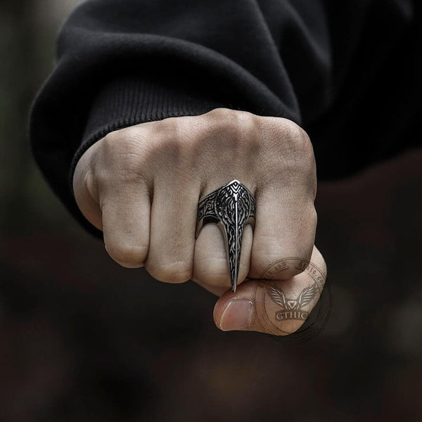 Carve Patterns Stainless Steel Archer Ring 02 | Gthic.com