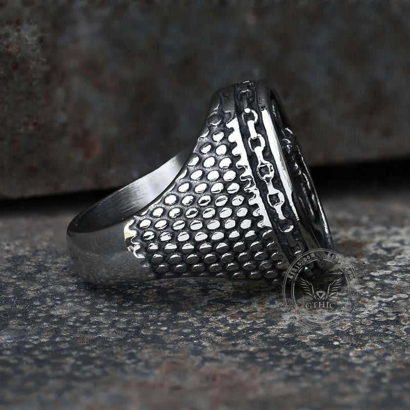 Carved Anchor Stainless Steel Marine Ring - GTHIC