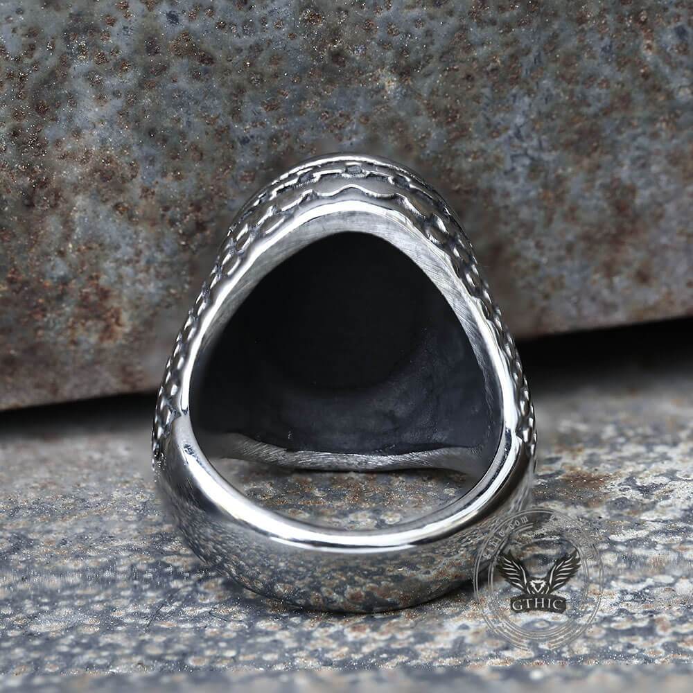 Carved Anchor Stainless Steel Marine Ring - GTHIC