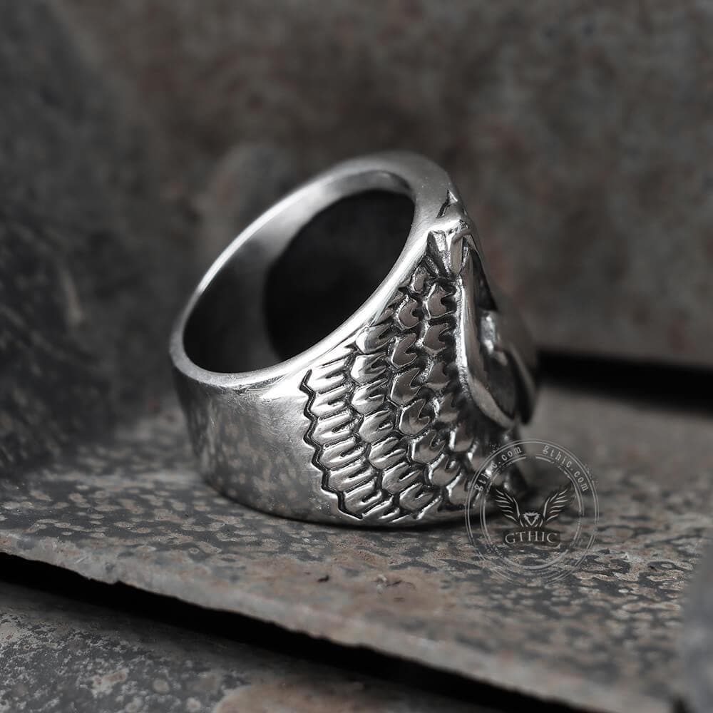 Carved Owl Stainless Steel Animal Ring – GTHIC