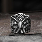 Carved Owl Stainless Steel Animal Ring