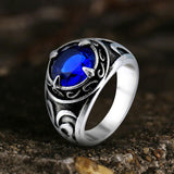 Carved Stainless Steel Gemstone Ring04 | Gthic.com