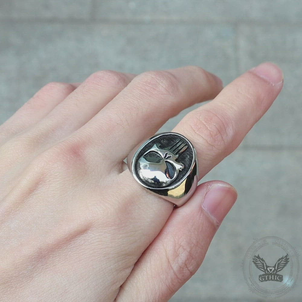 Anello in acciaio inossidabile con testa di teschio dal design punk