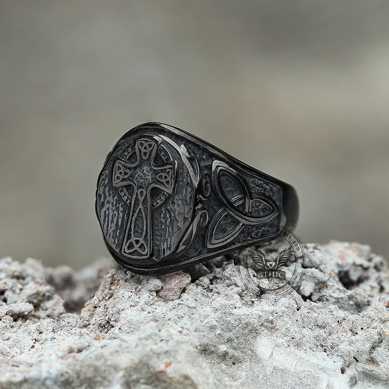 Celtic Cross Knot Stainless Steel Ring | Gthic.com