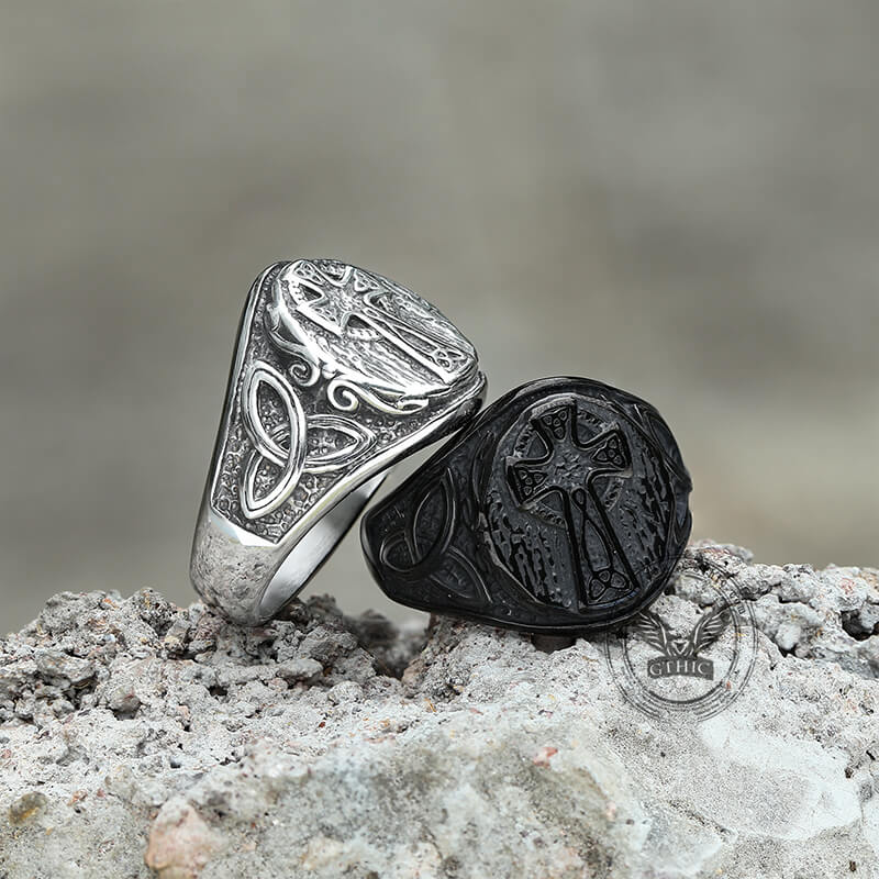Celtic Cross Knot Stainless Steel Ring | Gthic.com