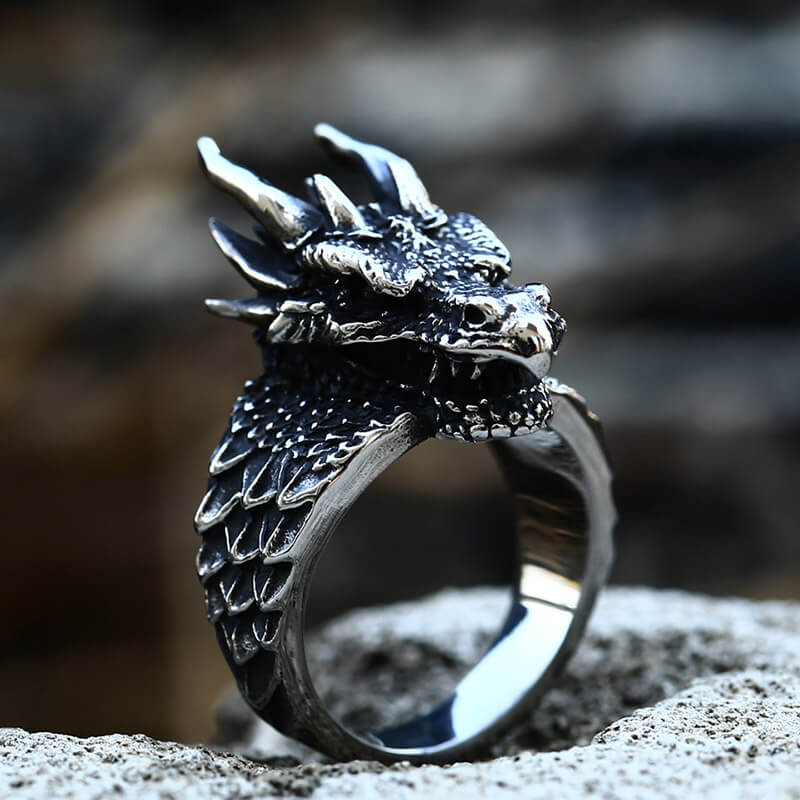 Celtic Dragon Stainless Steel Ring | Gthic.com