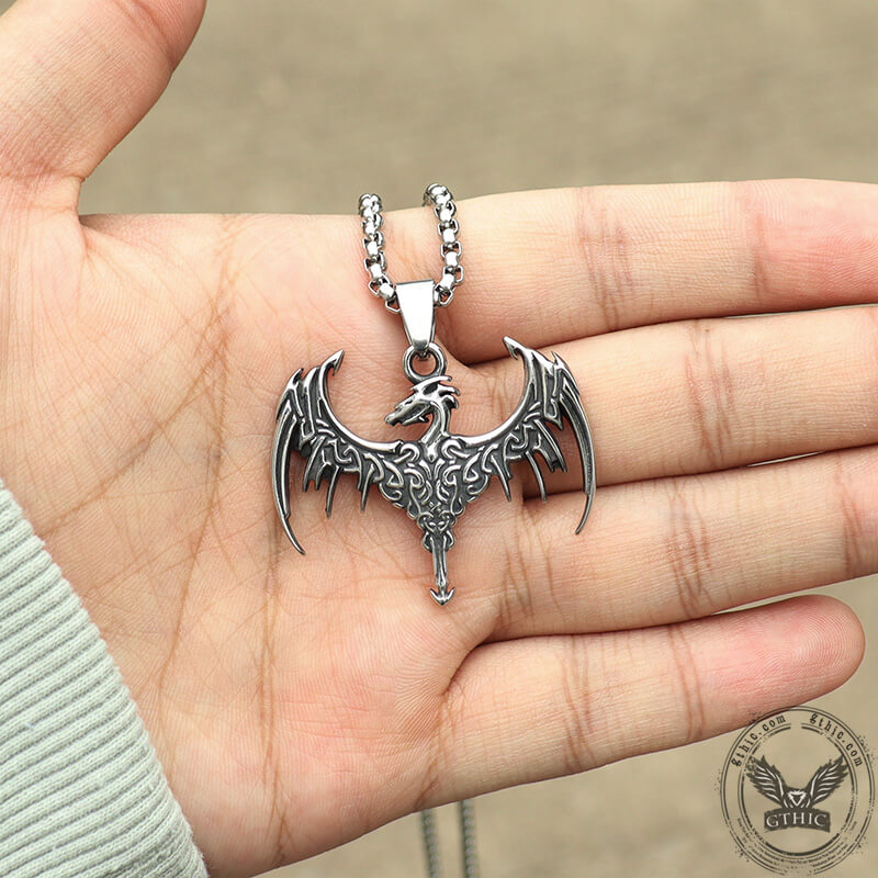 Pendentif viking en acier inoxydable dragon celtique