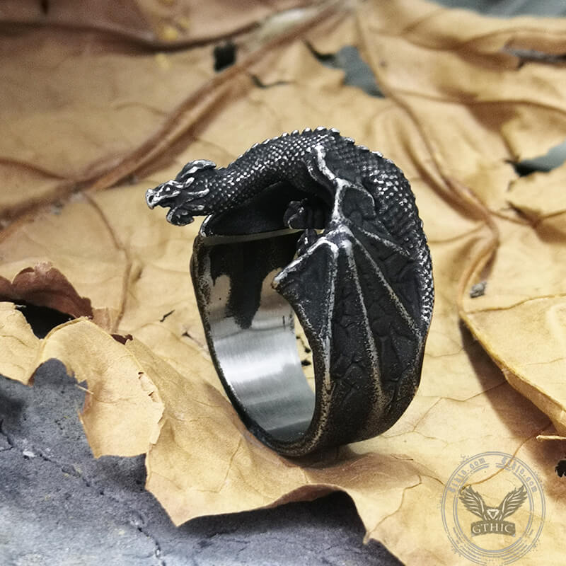 Celtic Flying Dragon Stainless Steel Ring | Gthic.com