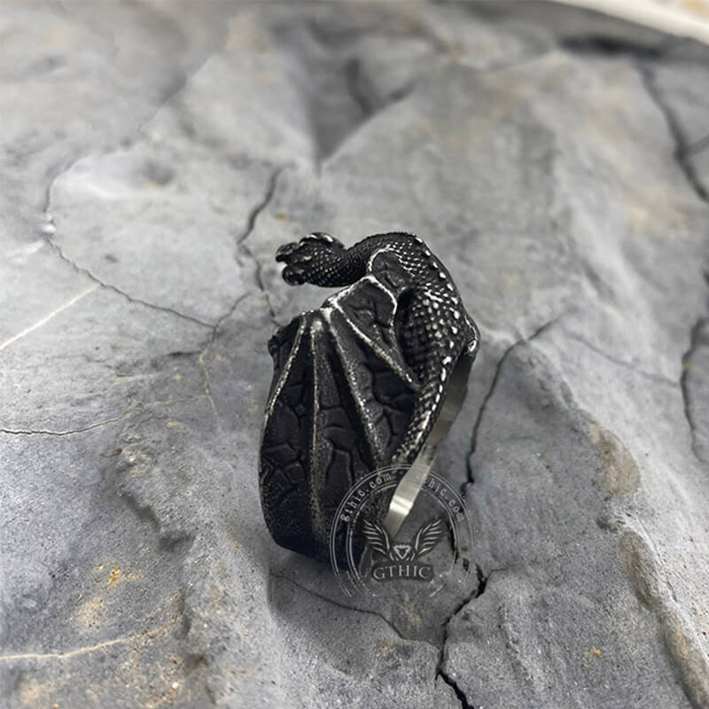 Celtic Flying Dragon Stainless Steel Ring | Gthic.com