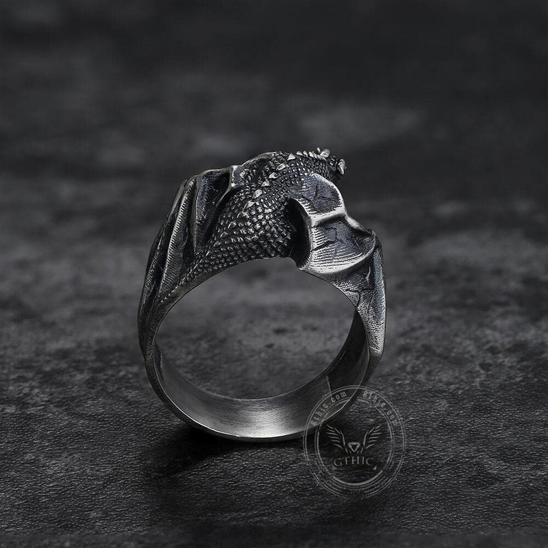 Celtic Flying Dragon Sterling Silver Ring | Gthic.com