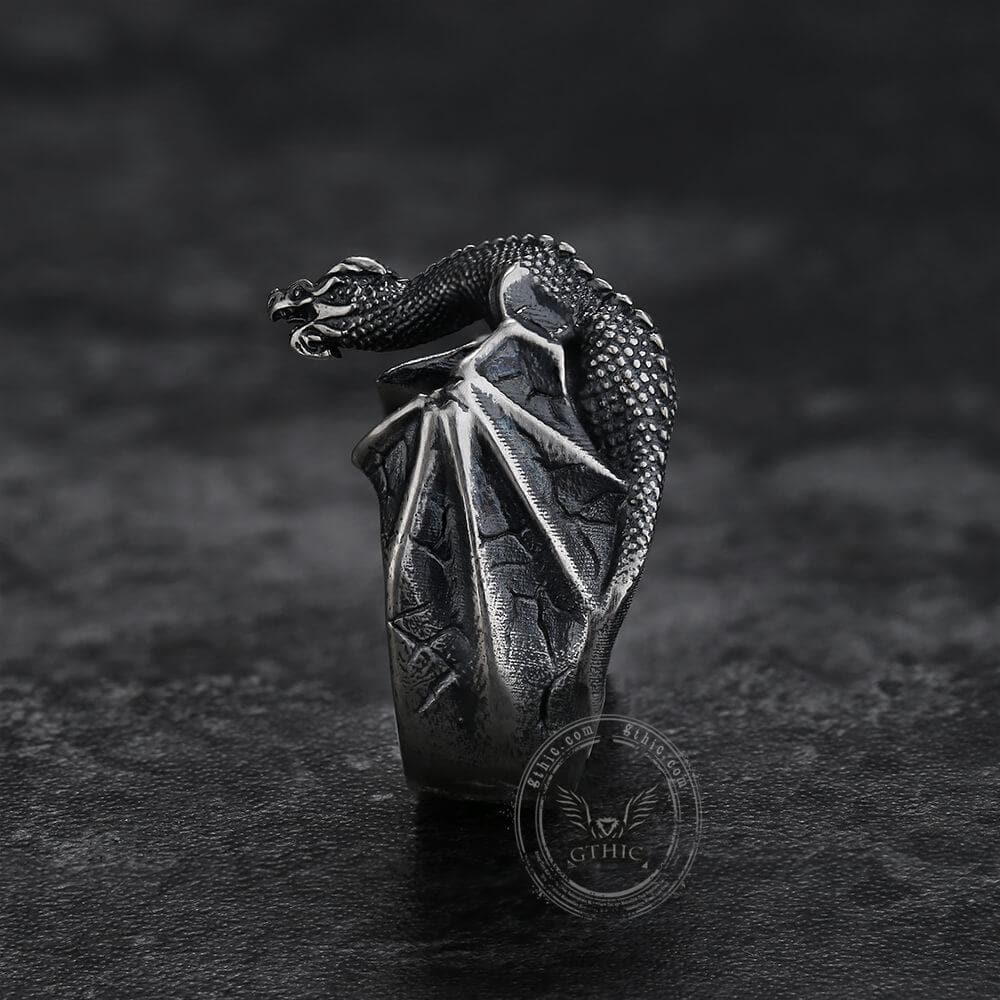 Celtic Flying Dragon Sterling Silver Ring
