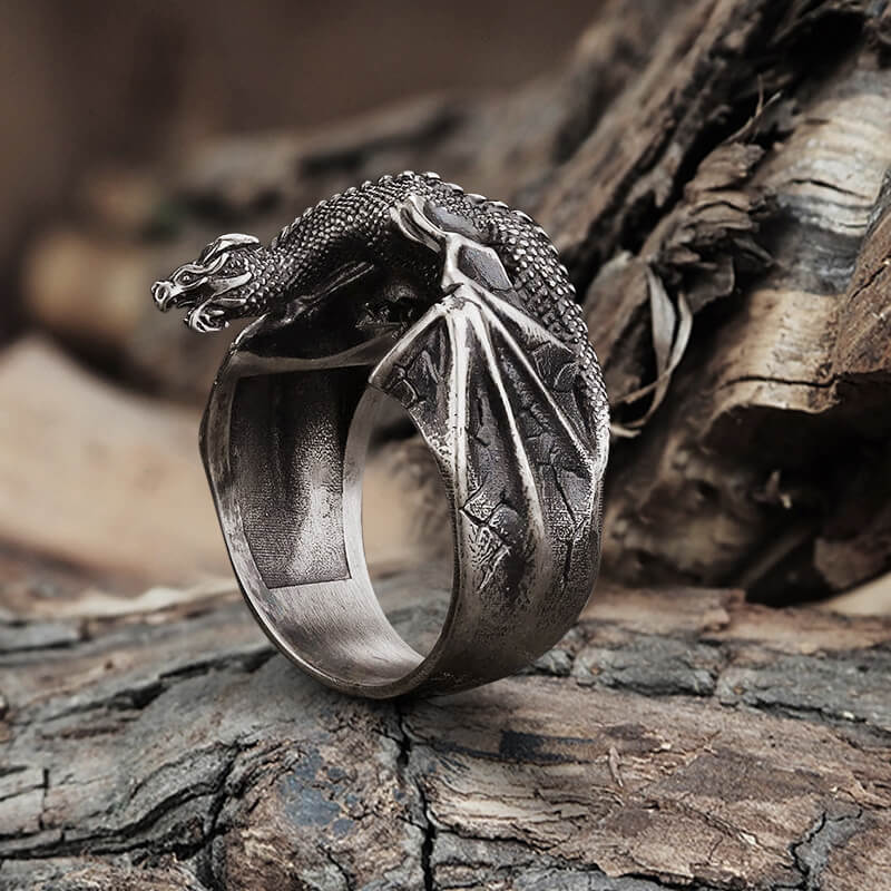 Celtic Flying Dragon Stainless Steel Ring, Stainless Steel