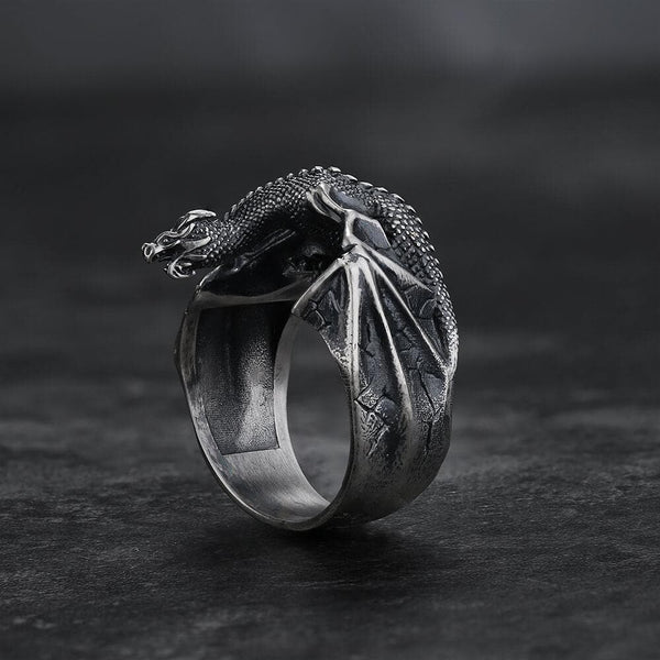 Celtic Flying Dragon Stainless Steel Ring, Stainless Steel