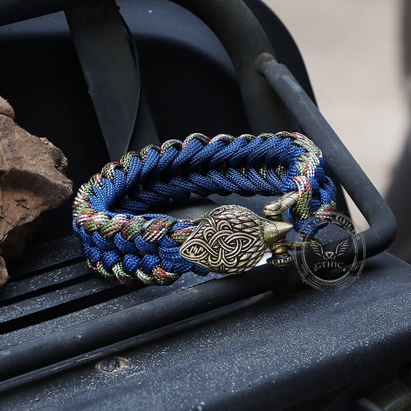 Celtic Knot Eagle Brass Braided Paracord Bracelet | Gthic.com