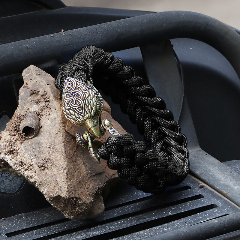 Celtic Knot Eagle Brass Braided Paracord Bracelet | Gthic.com