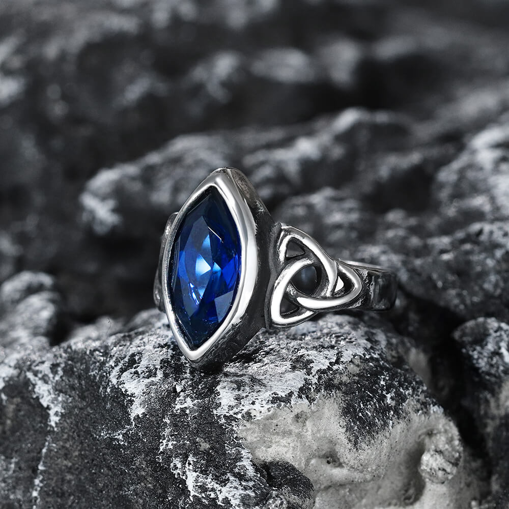 Celtic Knot Gemstone Stainless Steel Viking Ring | Gthic.com