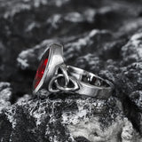 Keltischer Knoten-Edelstein-Wikinger-Ring aus Edelstahl