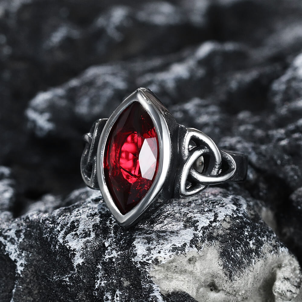 Celtic Knot Gemstone Stainless Steel Viking Ring | Gthic.com