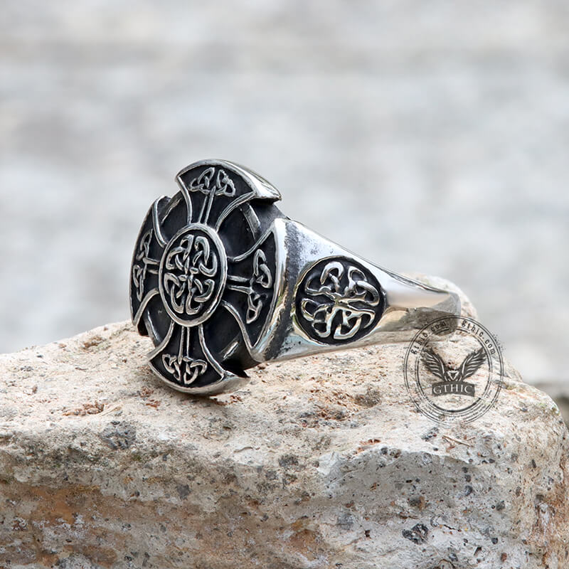 Celtic Knot Knights Templar Stainless Steel Viking Ring | Gthic.com