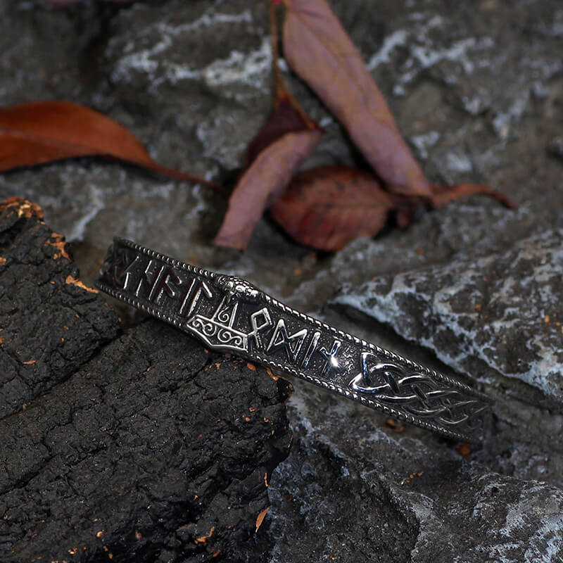 Celtic Knot Mjolnir Runes Stainless Steel Viking Bracelet | Gthic.com
