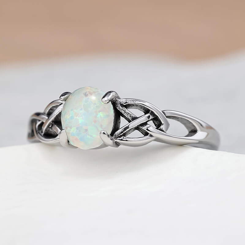 Celtic Knot Opal Stainless Steel Gemstone Ring – GTHIC
