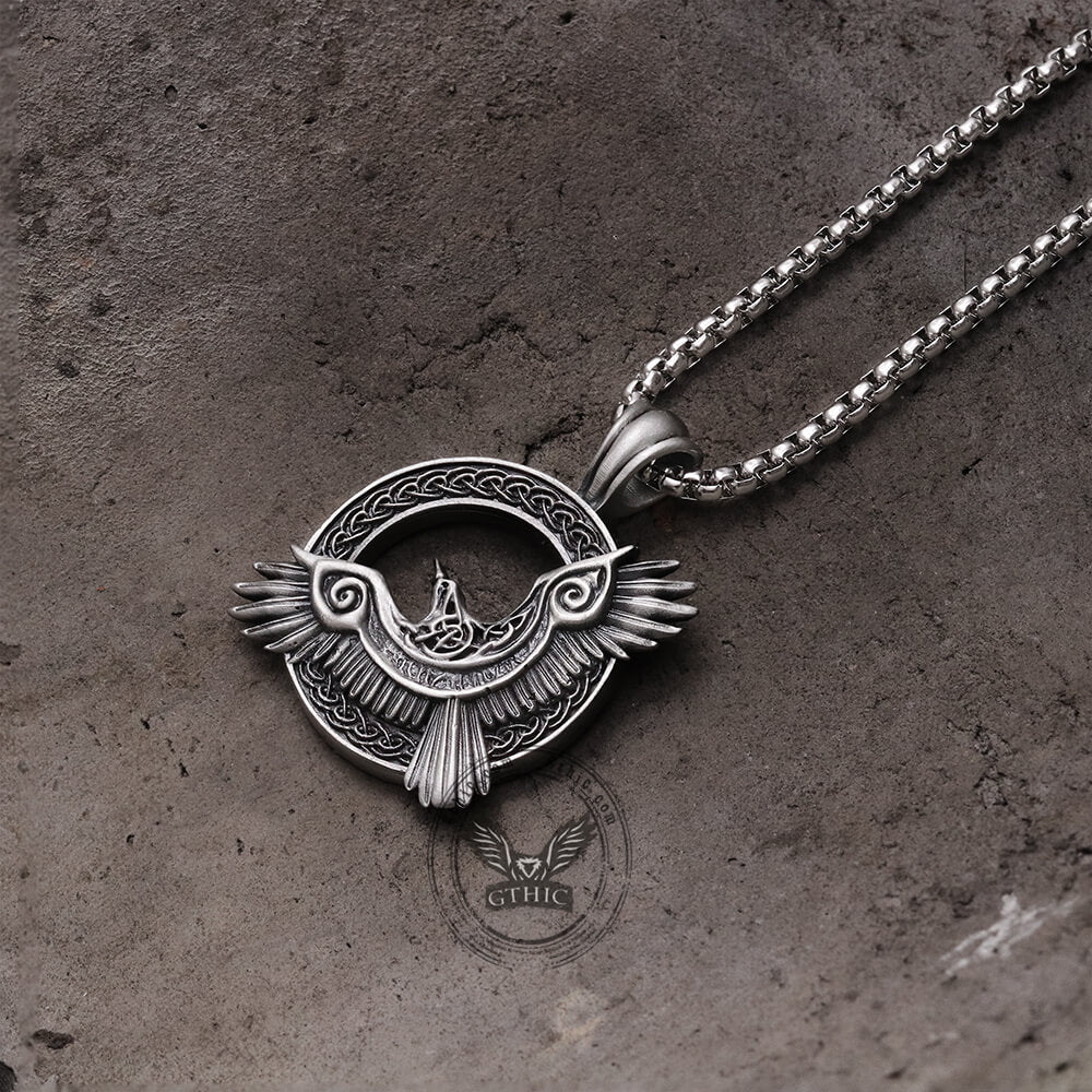 Celtic Knot Raven Pure Tin Viking Necklace