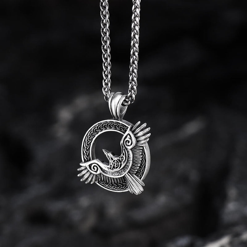 Celtic Knot Raven Stainless Steel Viking Necklace01 | Gthic.com