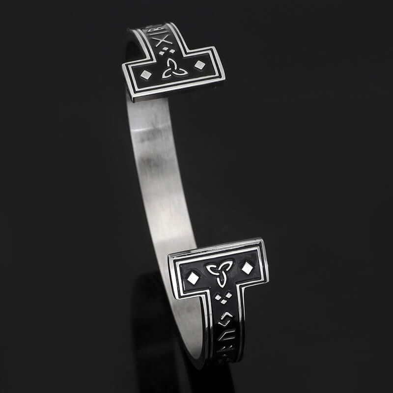 Celtic Knot Runes Stainless Steel Viking Cuff Bracelet | Gthic.com