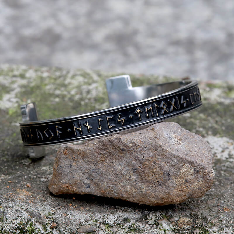 Celtic Knot Runes Stainless Steel Viking Cuff Bracelet | Gthic.com